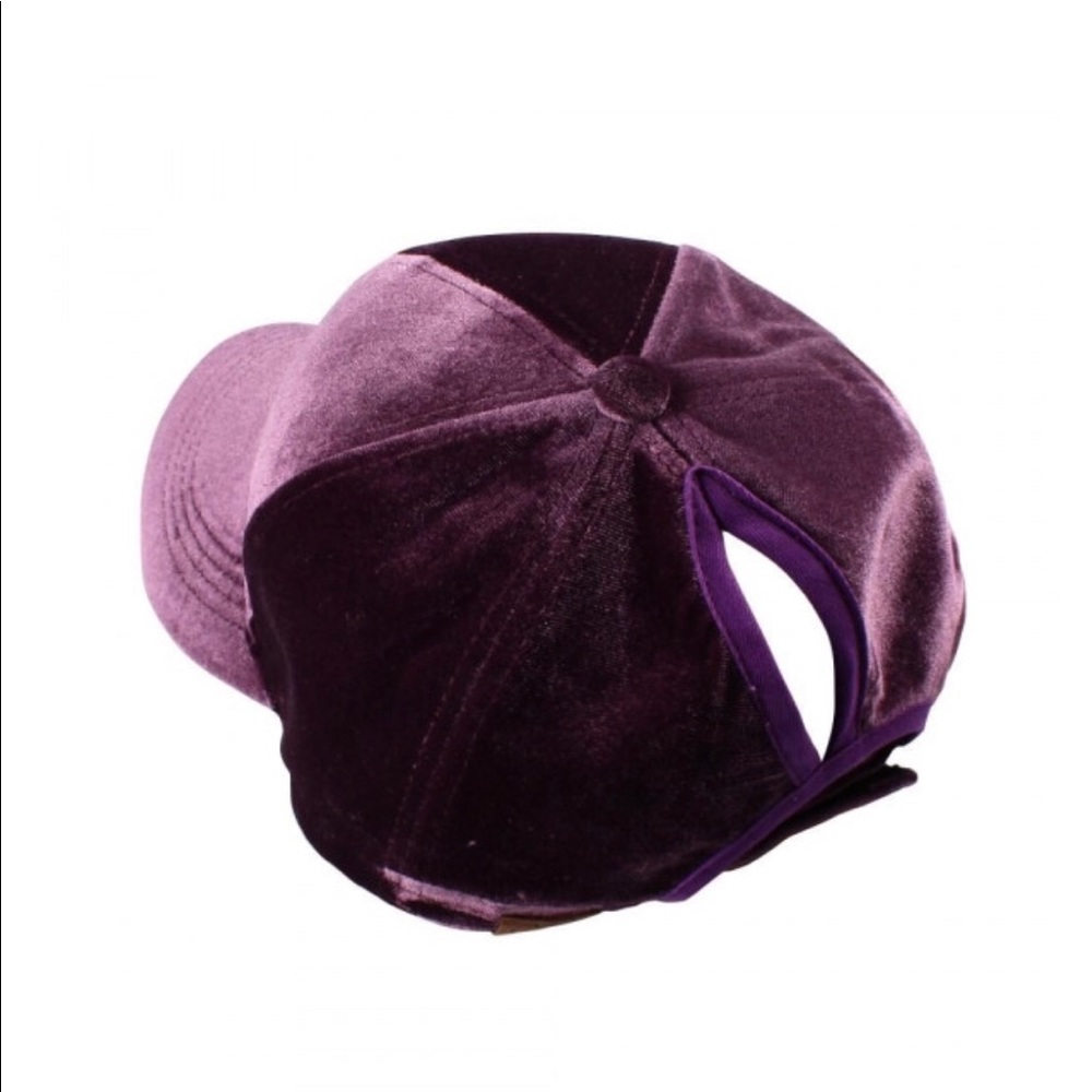 C.C High Ponytail Velvet Color Violet Baseball Cap - Picture 3 of 5